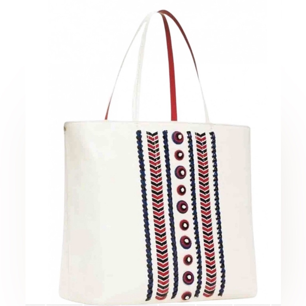 NWT TORY BURCH EMBELLISHED STITCH LEATHER TOTE